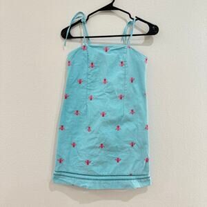 Lilly Pulitzer Girls Embroidered Bumble Bee Dress Shoulder Tie Strap Blue Pink